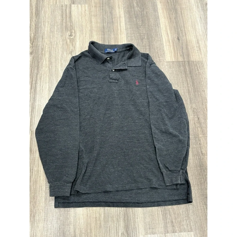 Polo Ralph Lauren‎ Polo Men's Dark Gray Long Sleeve Collared Size Large Cotton